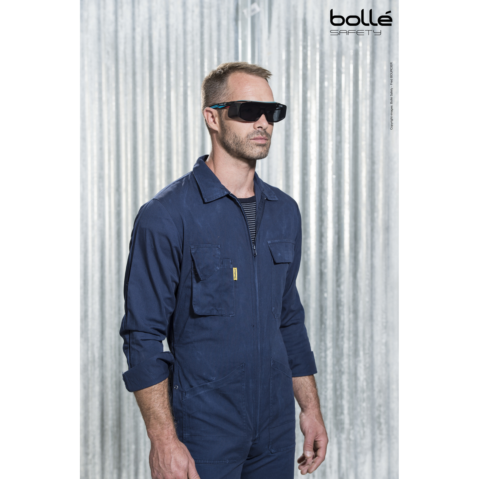 SurLunette fumée monture noir/bleu TRYON OTG BOLLÉ SAFETY - TRYOTGPSF