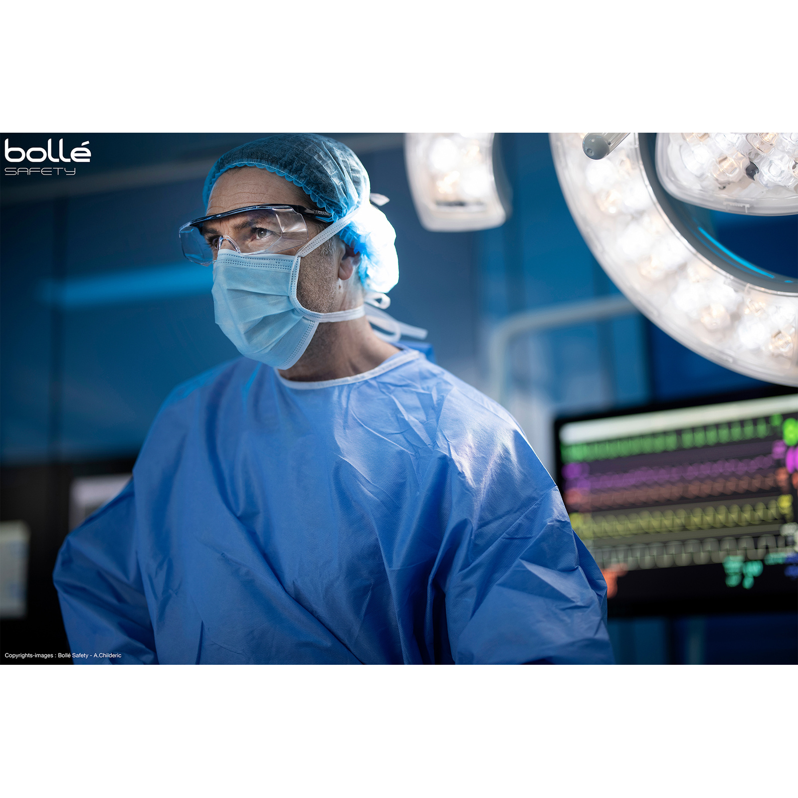 Surlunette incolore monture noir/bleu TRYON OTG BOLLÉ SAFETY - TRYOTGPSI
