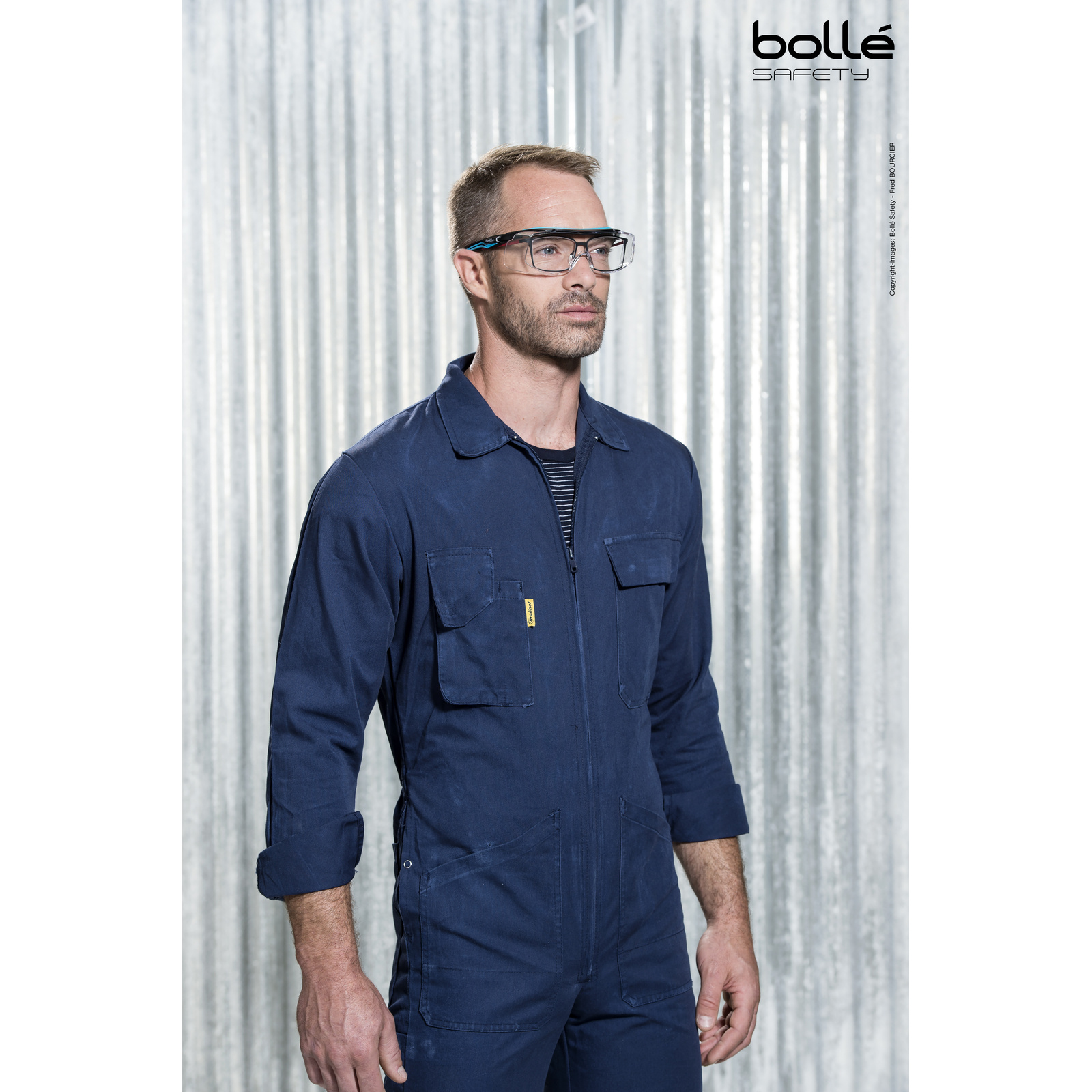 Surlunette incolore monture noir/bleu TRYON OTG BOLLÉ SAFETY - TRYOTGPSI
