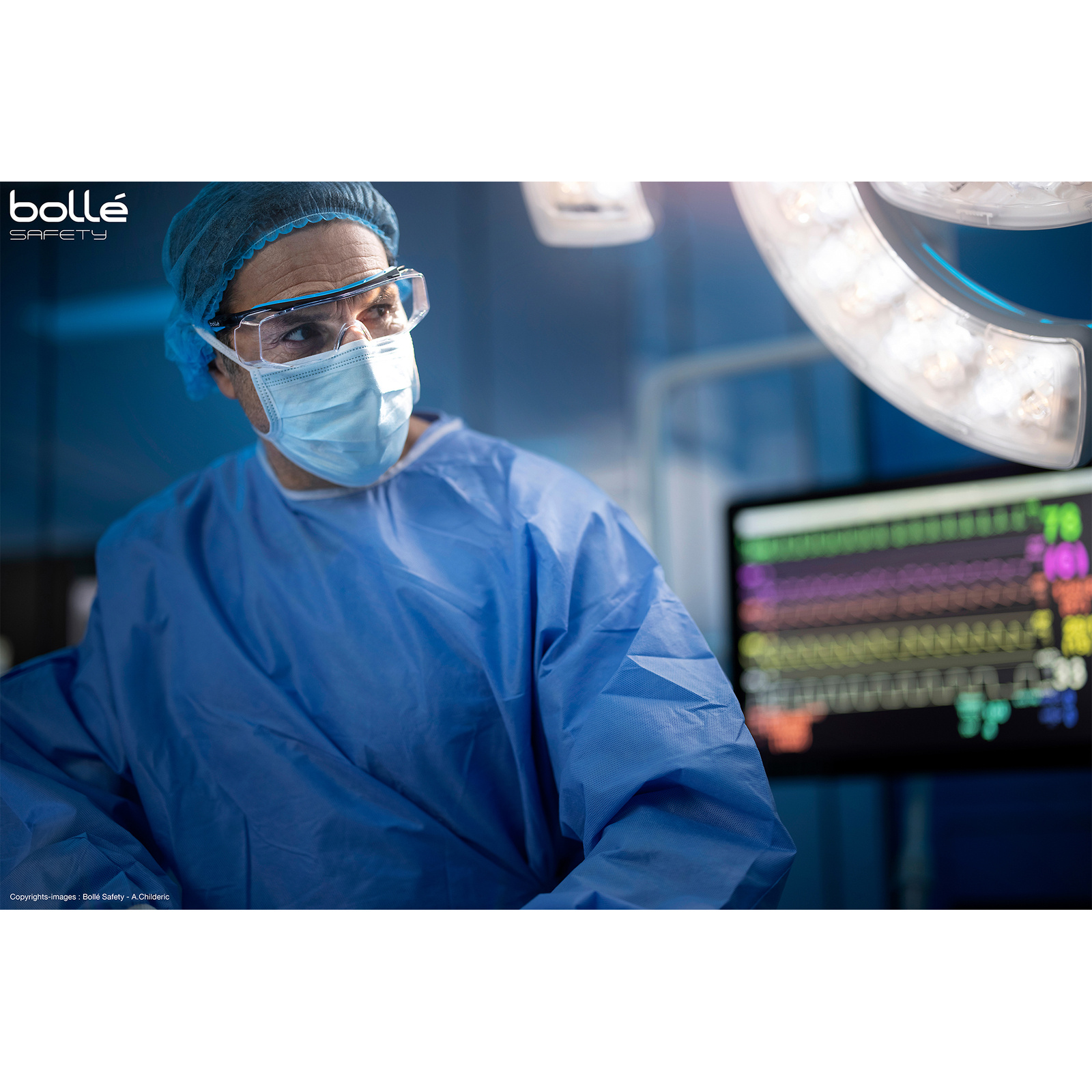 Surlunette incolore monture noir/bleu TRYON OTG BOLLÉ SAFETY - TRYOTGPSI