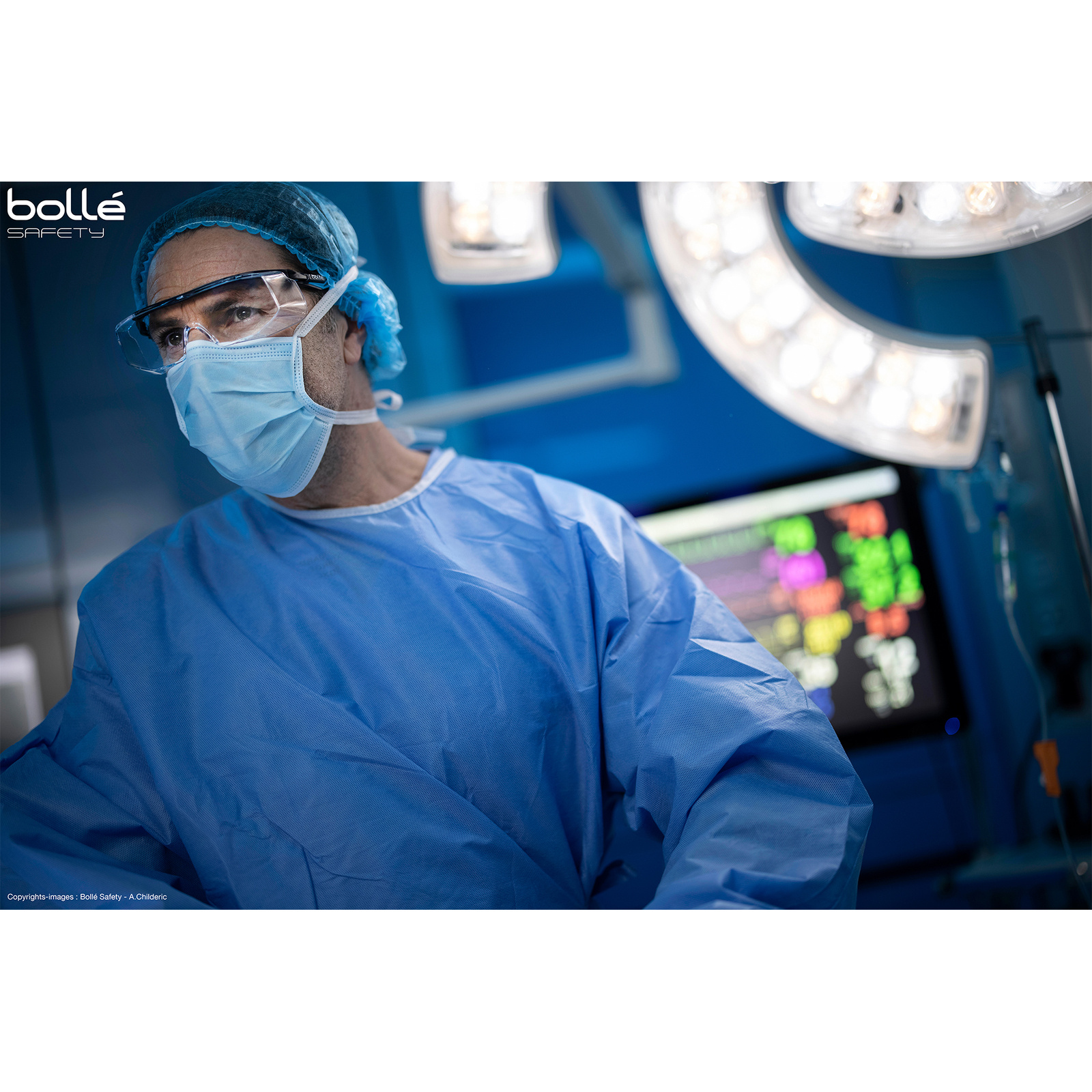Surlunette incolore monture noir/bleu TRYON OTG BOLLÉ SAFETY - TRYOTGPSI
