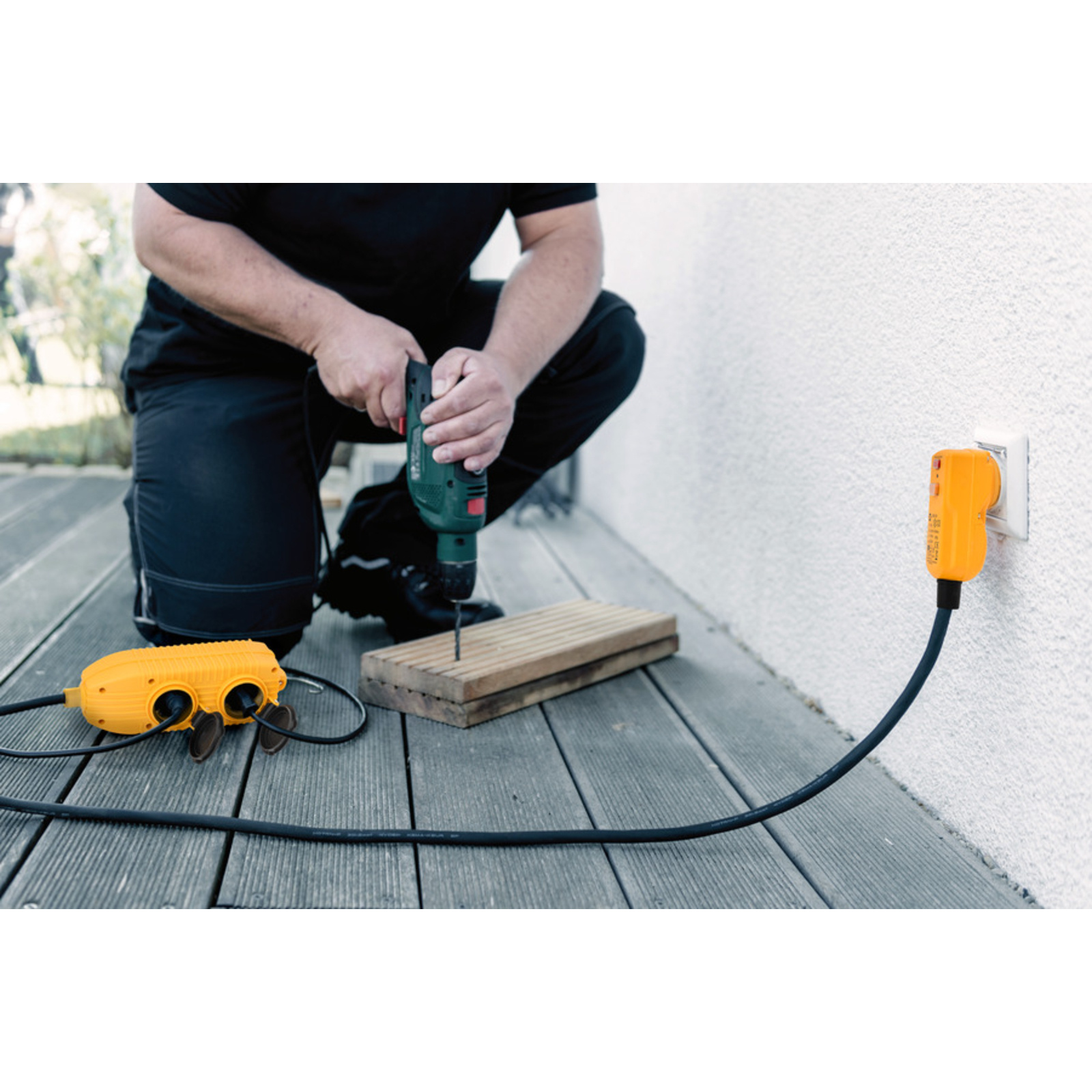 Rallonge électrique avec fiche différentielle 10mA et bloc mobile Powerblock IP BRENNENSTUHL - 1132741