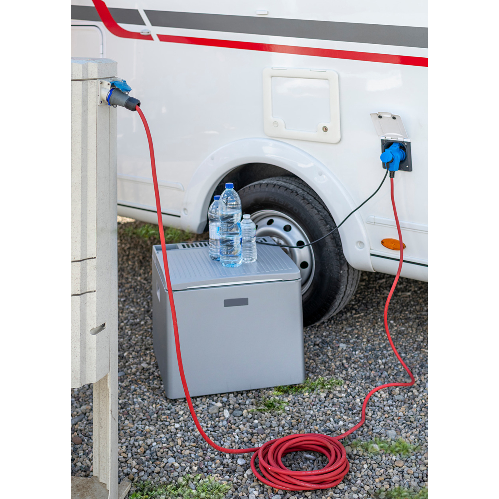 Rallonge électrique IP44 15m H07RN-F 3G1,5 rouge double prise CEE P17 2P+T 16A BRENNENSTUHL - 1133011