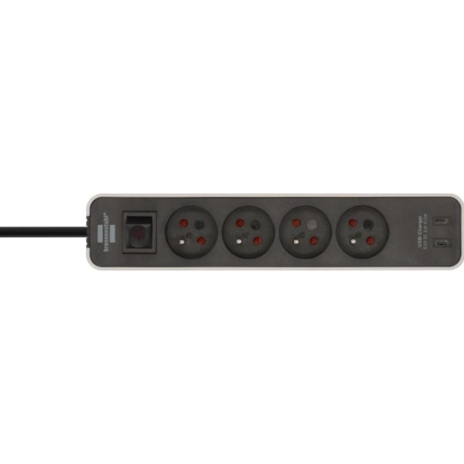 Multiprise Ecolor 4 prises avec interrupteur et 2 ports USB C blanche/noire  BRENNENSTUHL - 1153241126