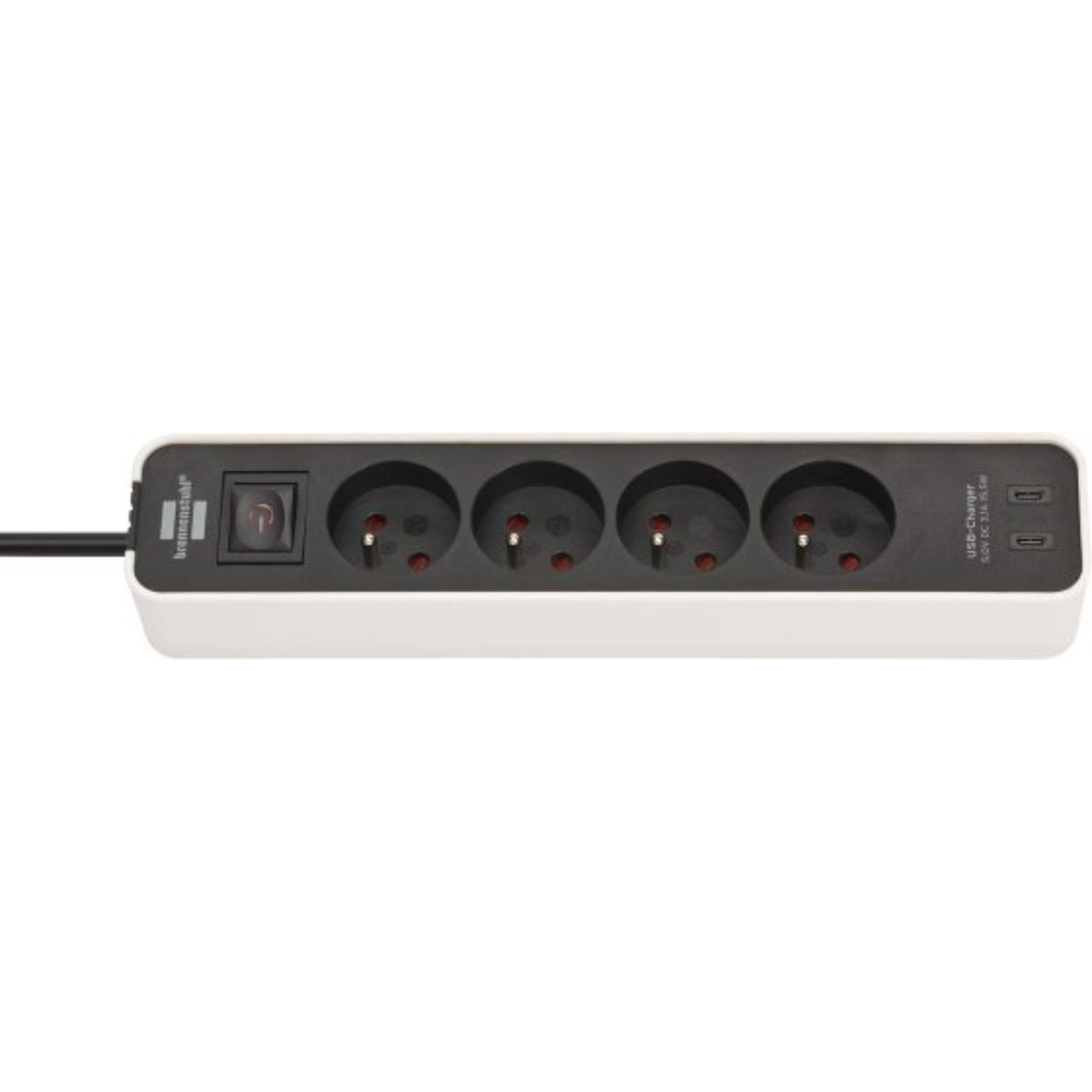 Multiprise Ecolor 4 prises avec interrupteur et 2 ports USB C blanche/noire  BRENNENSTUHL - 1153241126