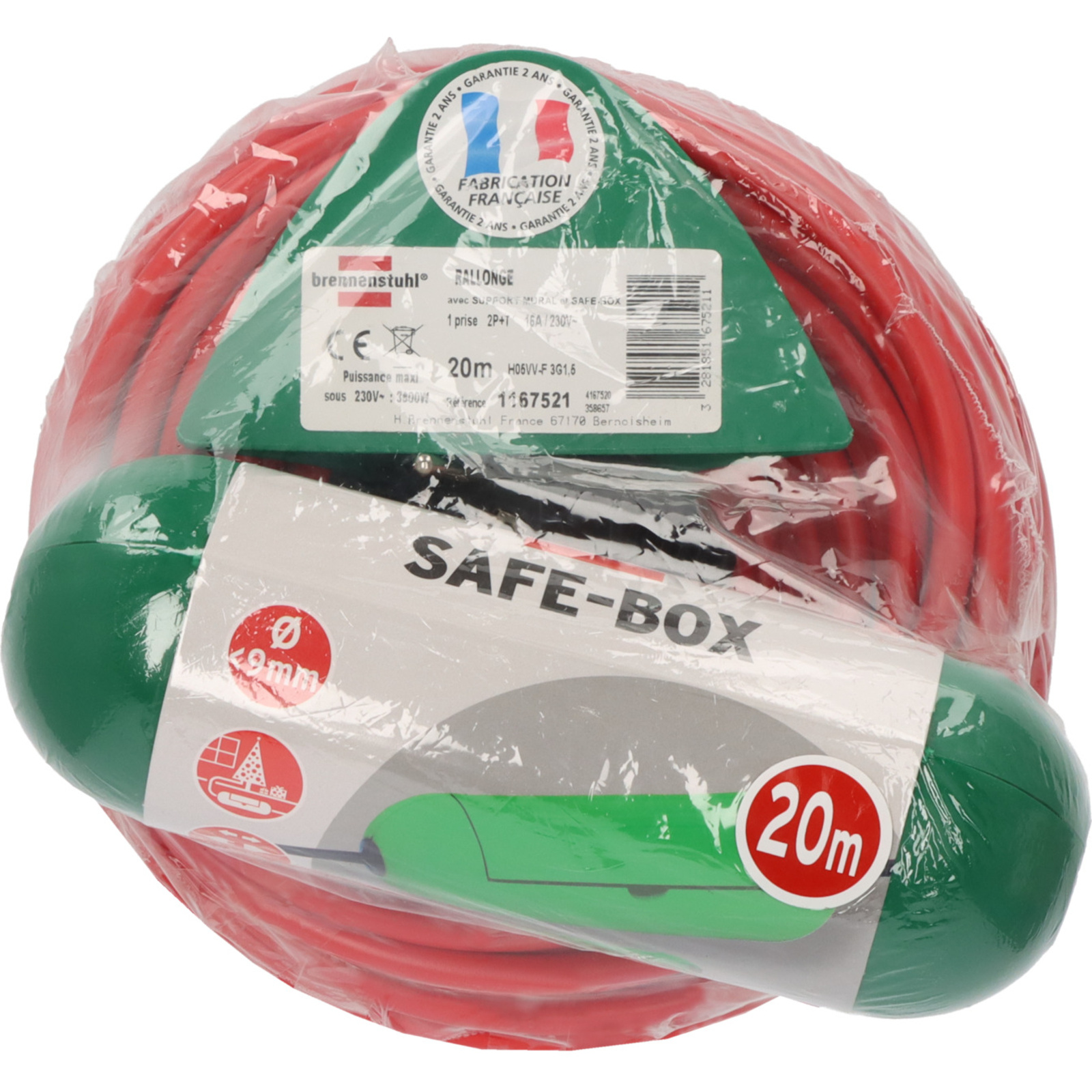 Rallonge électrique avec boîtier de protection et support de rangement 20m H05VV BRENNENSTUHL - 1167521