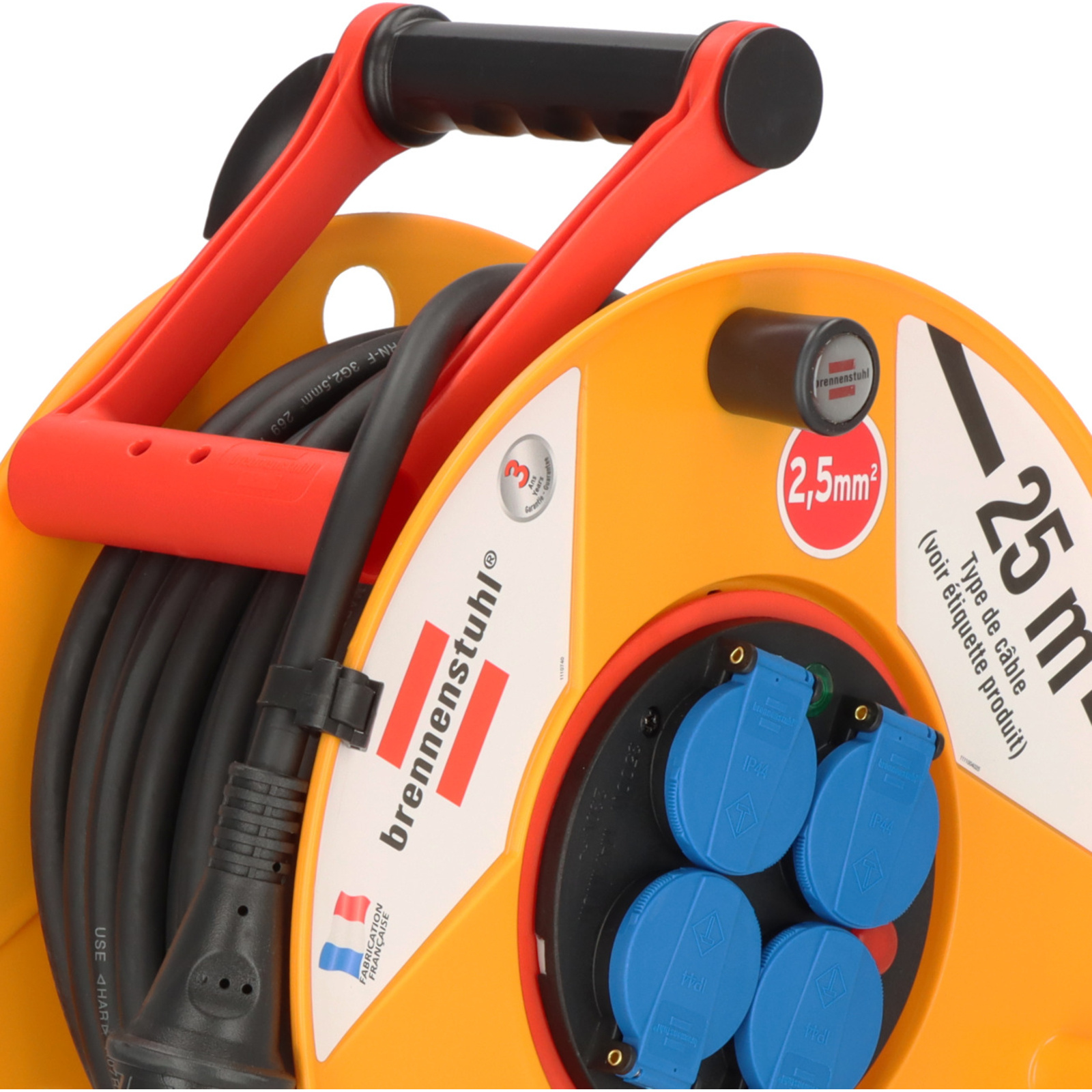 Enrouleur de câble Standard RB PRO 25m de câble H07RN-F 3G2,5 IP44 BRENNENSTUHL - 1206841