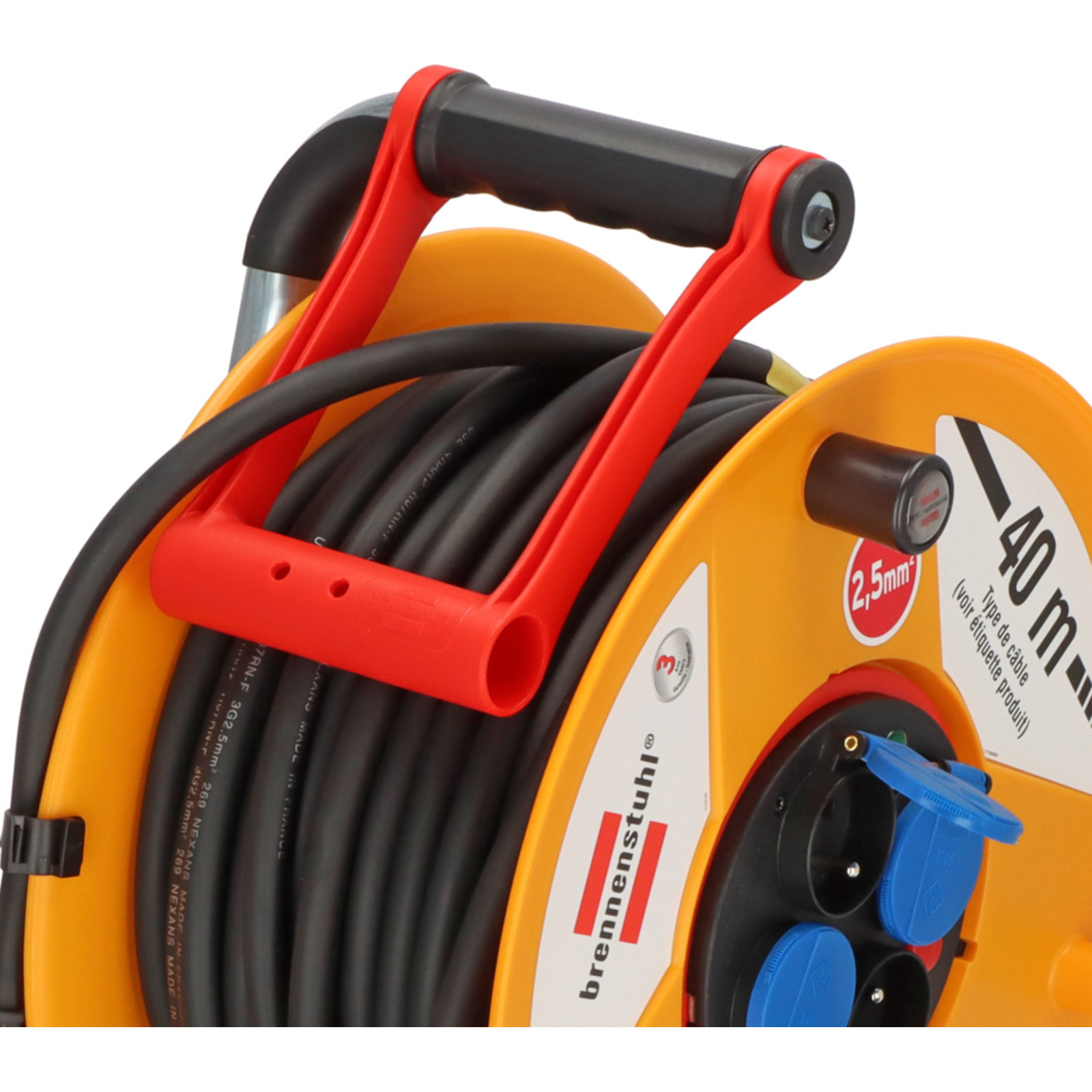 Enrouleur de câble Standard RB PRO 40m de câble H07RN-F 3G2,5 IP44 BRENNENSTUHL - 1233141