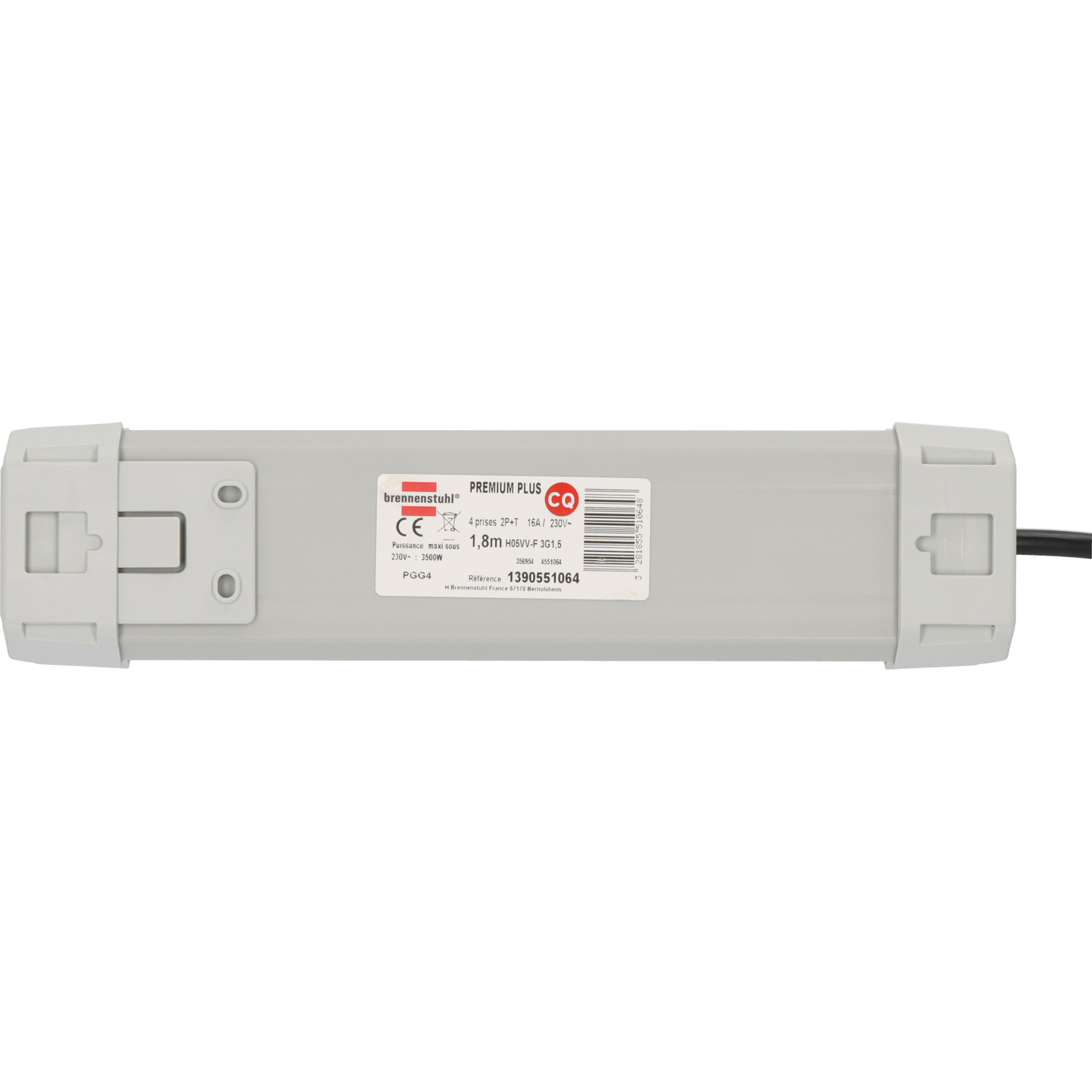 Multiprise Premium Plus 4 prises avec interrupteur grise 1,8m H05VV-F 3G1,5 BRENNENSTUHL - 1390551064