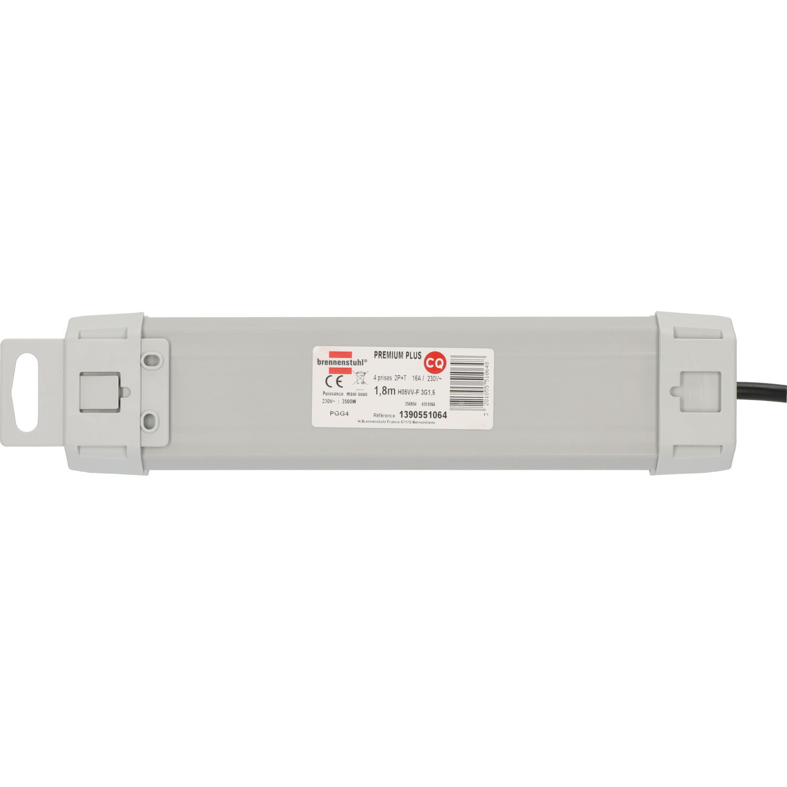 Multiprise Premium Plus 4 prises avec interrupteur grise 1,8m H05VV-F 3G1,5 BRENNENSTUHL - 1390551064