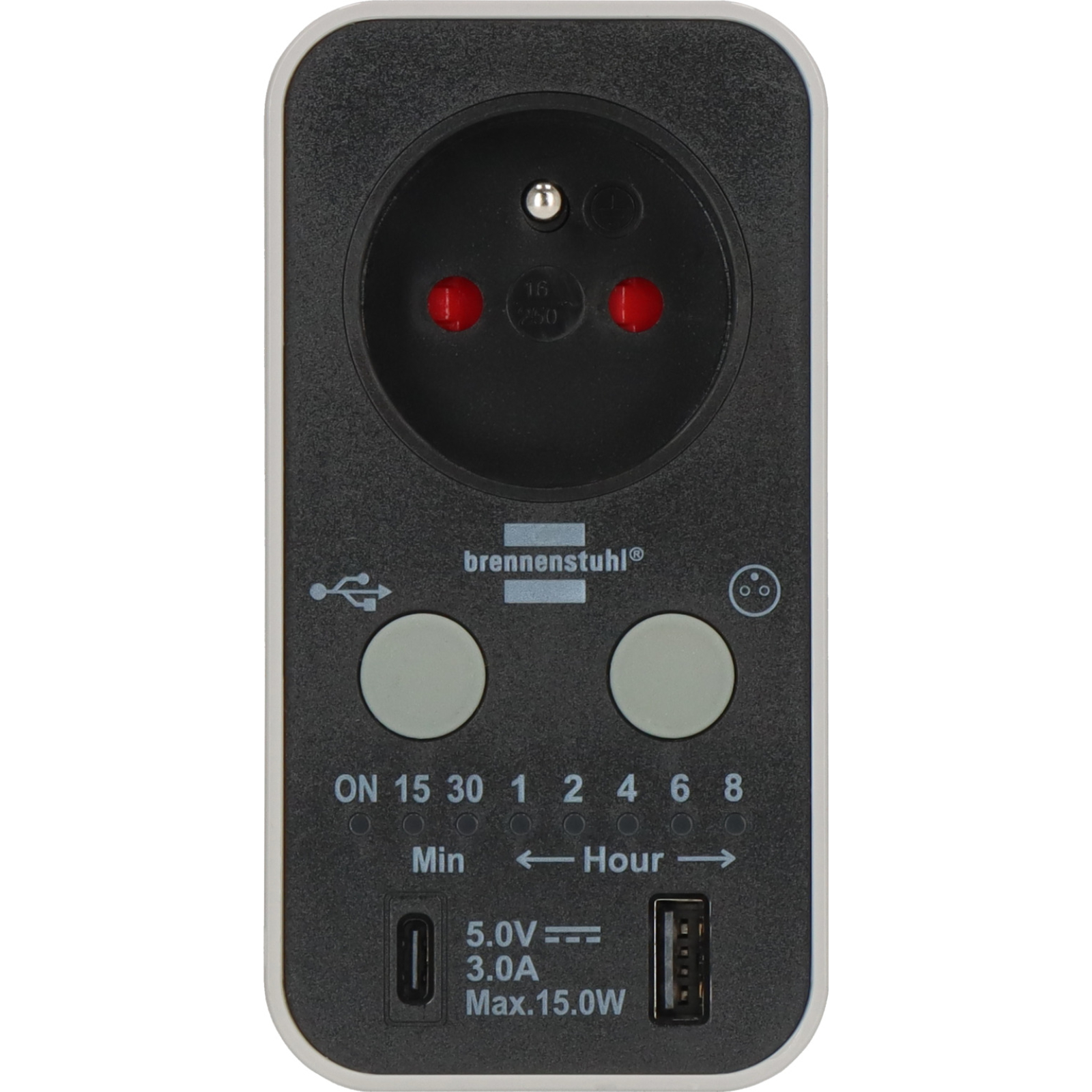 Minuteur avec port USB A et port USB C blanc/noir BRENNENSTUHL - 1506181