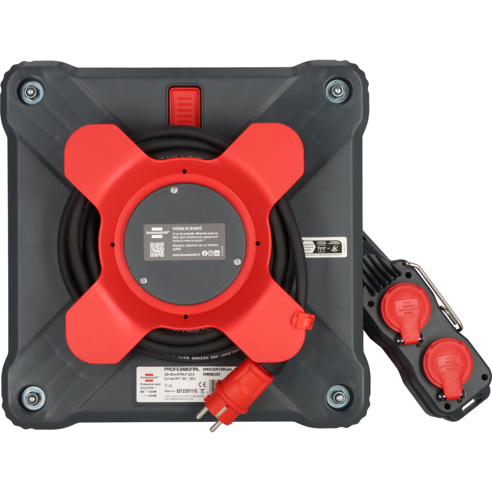 Enrouleur de câble avec Powerblock KC 2201 4+4 Professional 25+5m H07RN-F 3G2,5 BRENNENSTUHL - 9212301110