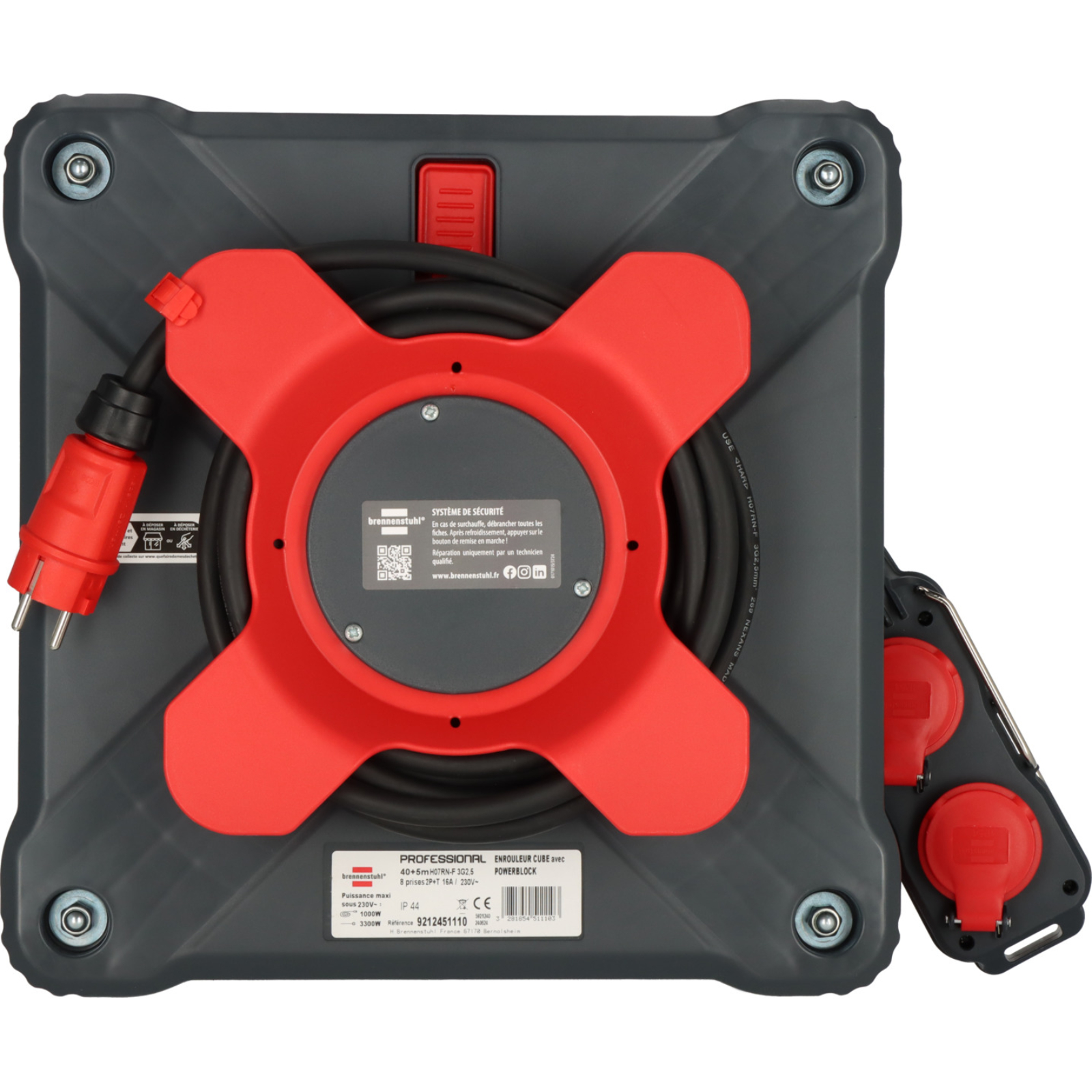 Enrouleur de câble avec Powerblock KC 4201 4+4 Professional 40+5m H07RN-F 3G2,5 BRENNENSTUHL - 9212451110