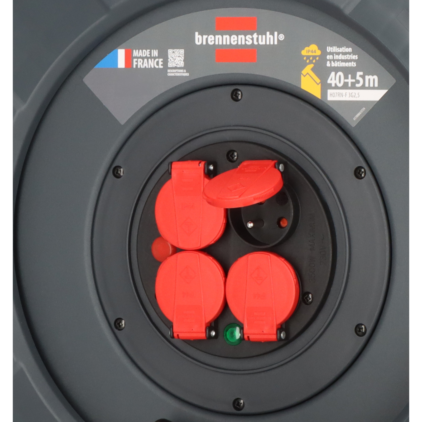 Enrouleur de câble avec Powerblock KC 4201 4+4 Professional 40+5m H07RN-F 3G2,5 BRENNENSTUHL - 9212451110