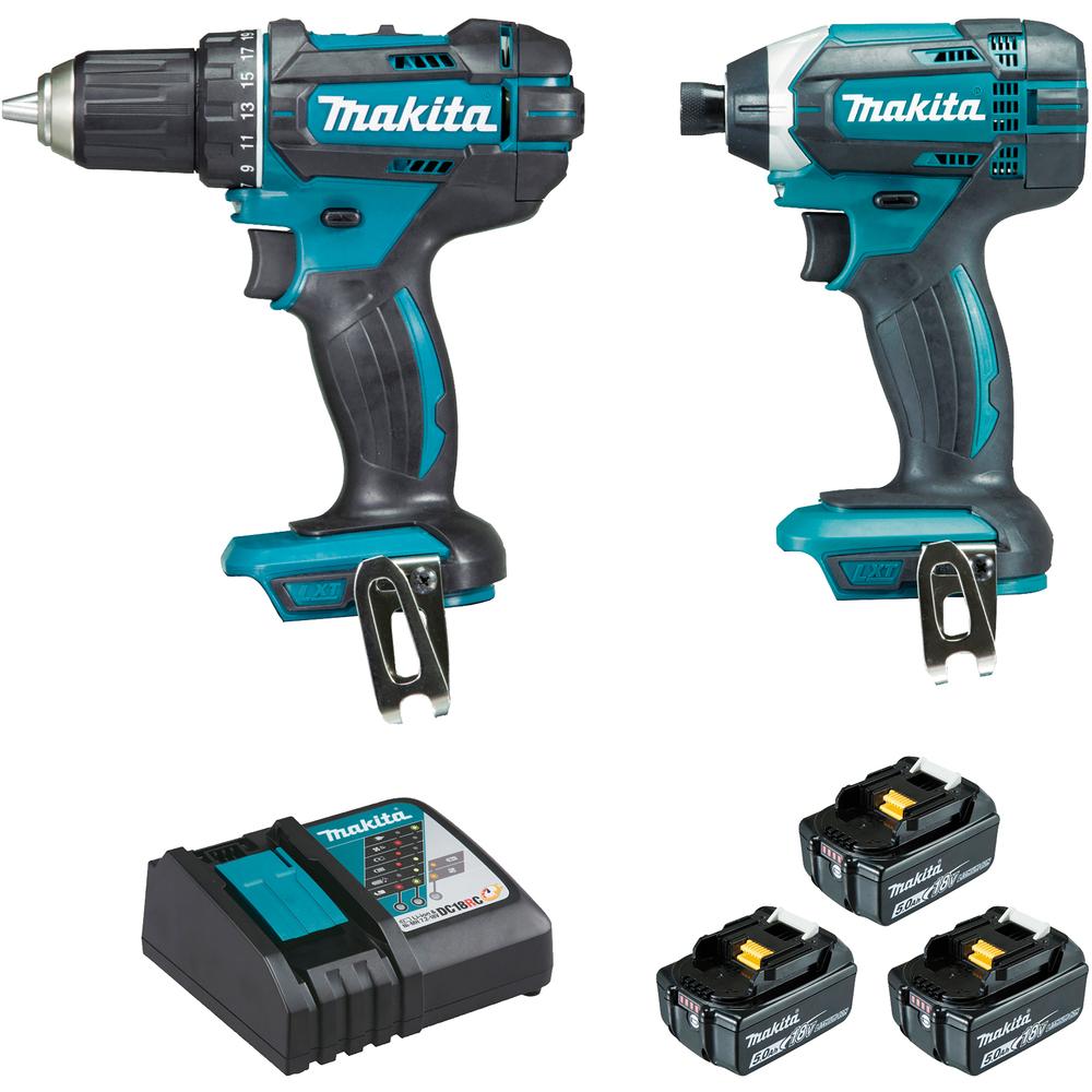 Pack MAKITA 7 machines chantier et jardin 18V batteries 5Ah 