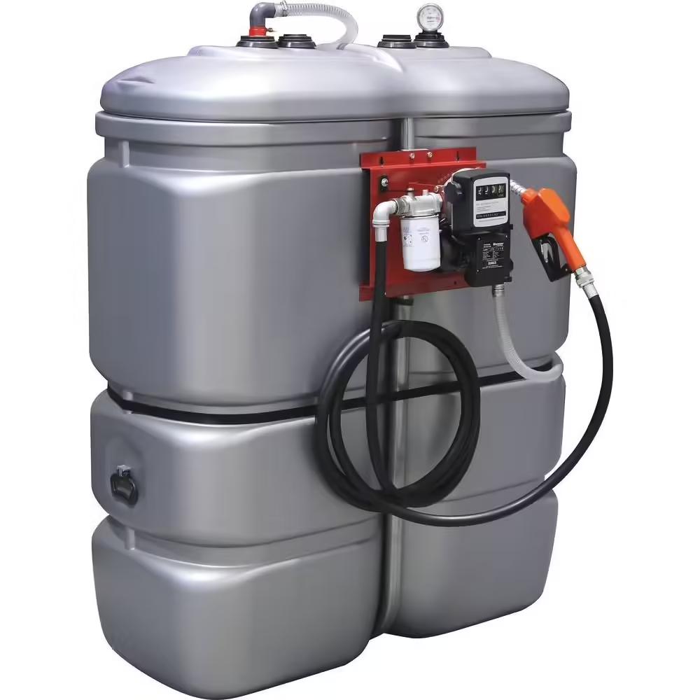 Cuve de stockage DP 1000L gasoil avec contrôle de niveau et station gasoil 230V 60 l/min pistolet automatique DRAKKAR