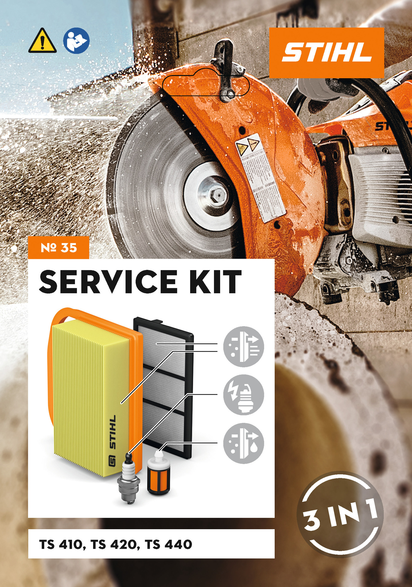 Découpeuse STIHL TS 410 Ø 300 mm avec chariot de guidage, indicateur du sens de coupe et réservoir d’eau 13 L spécial découpe au sol
