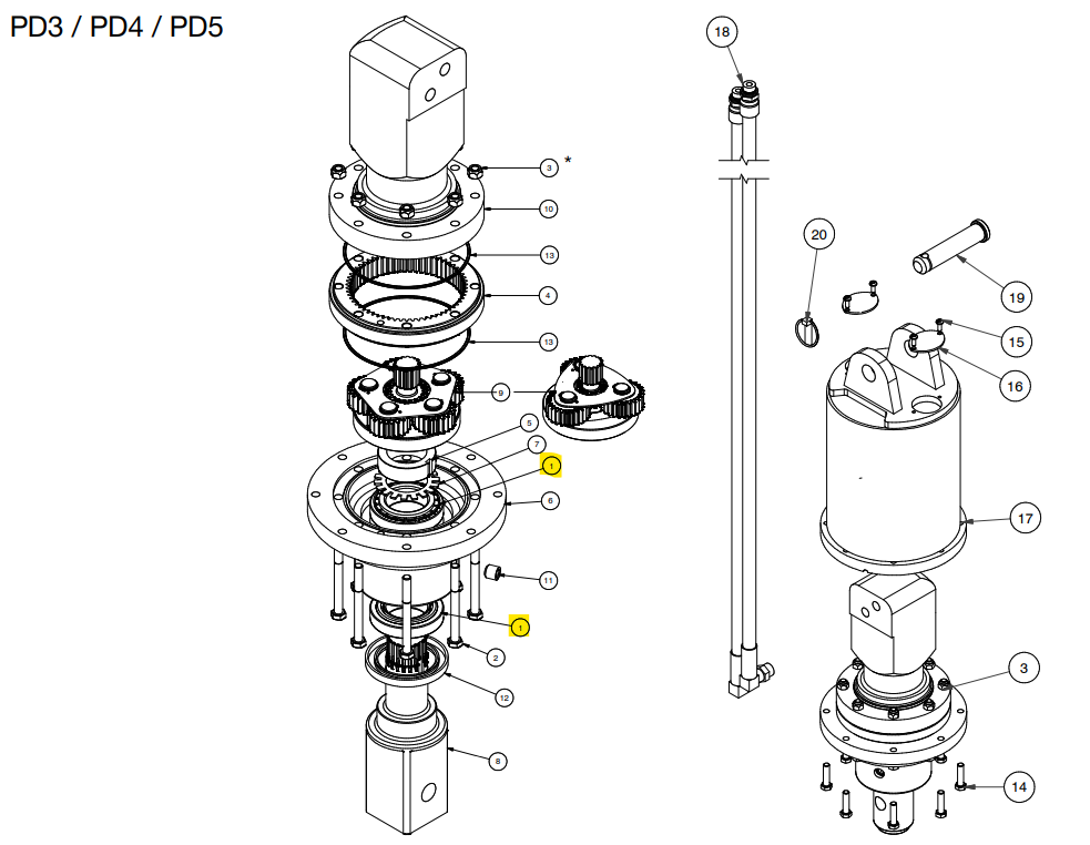 ROULEMENT ARBRE DE SORTIE DIGGA PD3 / PD4 /PD5