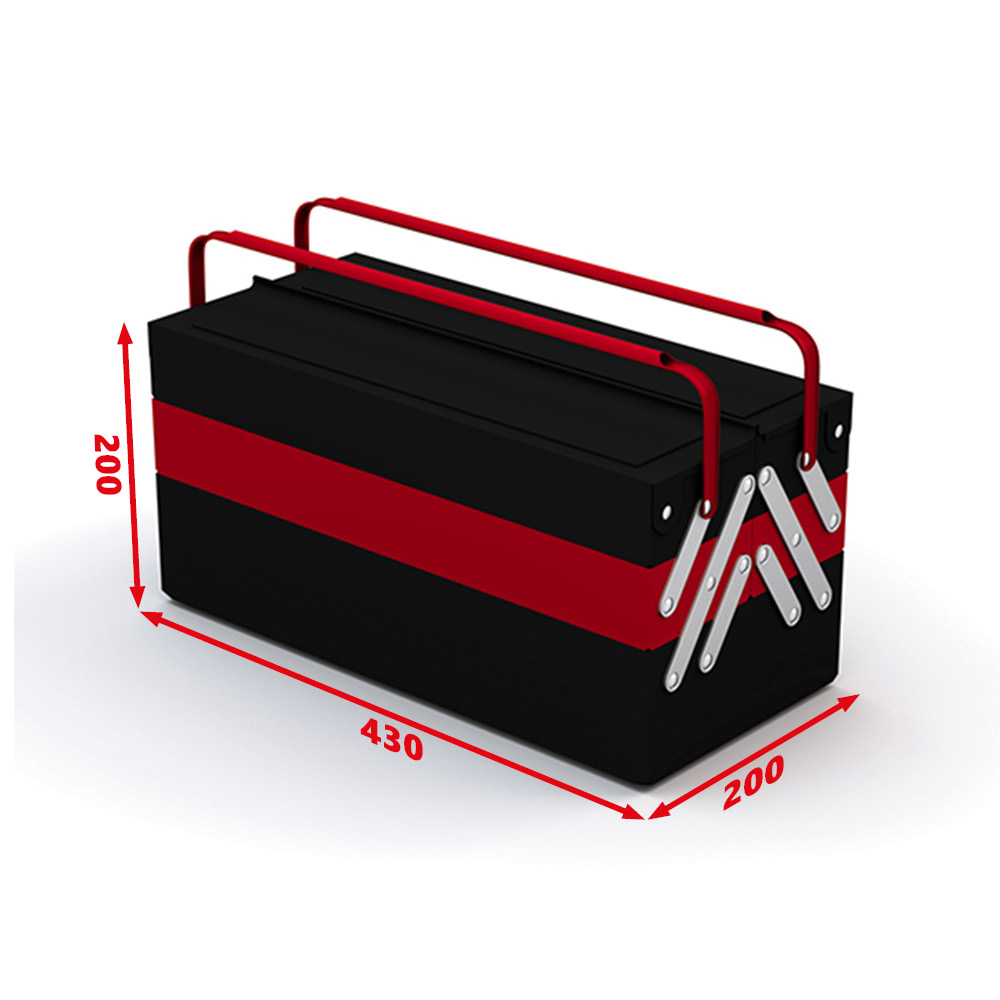 BOITE À OUTILS 5 COMPARTIMENTS 16L NOIRE ET ROUGE - SORI - DIM 430 x 200 x 200MM - 782231 - SORI - 782231