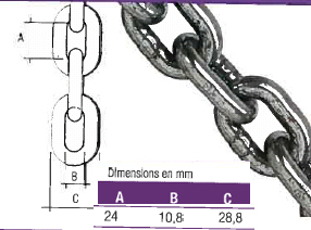 CHAINE GRADE 80 D8MM  CMU 2T vendu au métre COBALTIX - MACCH8
