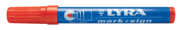Marqueur permanent rouge MARK+SIGN pointe ogive 1-4 mm - boîte de 10 - LYRA - 4020017