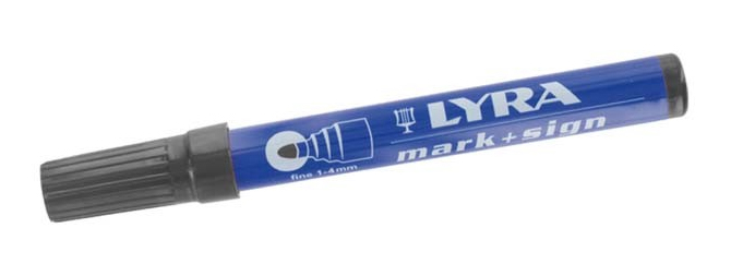 Marqueur permanent noir MARK+SIGN pointe ogive 1-4 mm - boîte de 10 - LYRA - 4020099