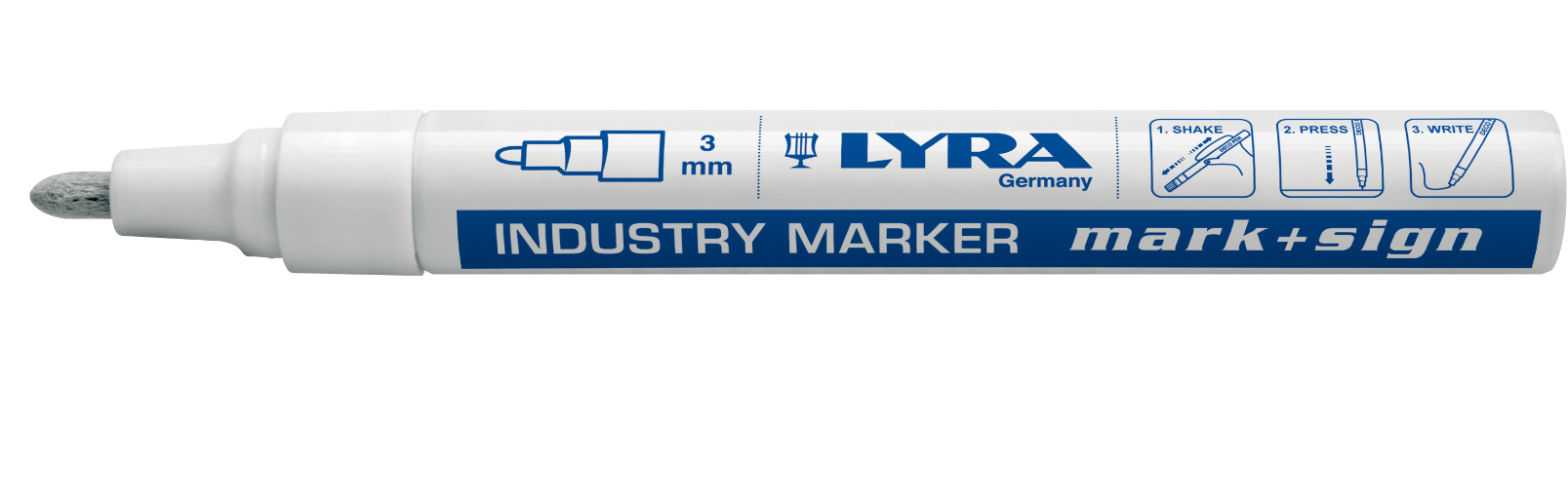 Marqueur peinture laquée blanc en boite de 10 LYRA MARK + SIGN - OMYACOLOR- 4040001