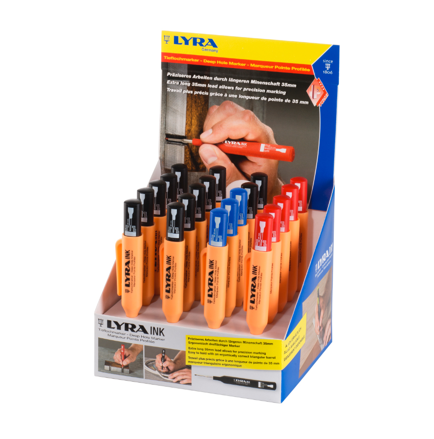 PACK DE 20 MARQUEURS LYRA À POINTES PROFILÉES NOIR - ROUGE - BLEU INK EN ÉTUI DE 20 - 4487001