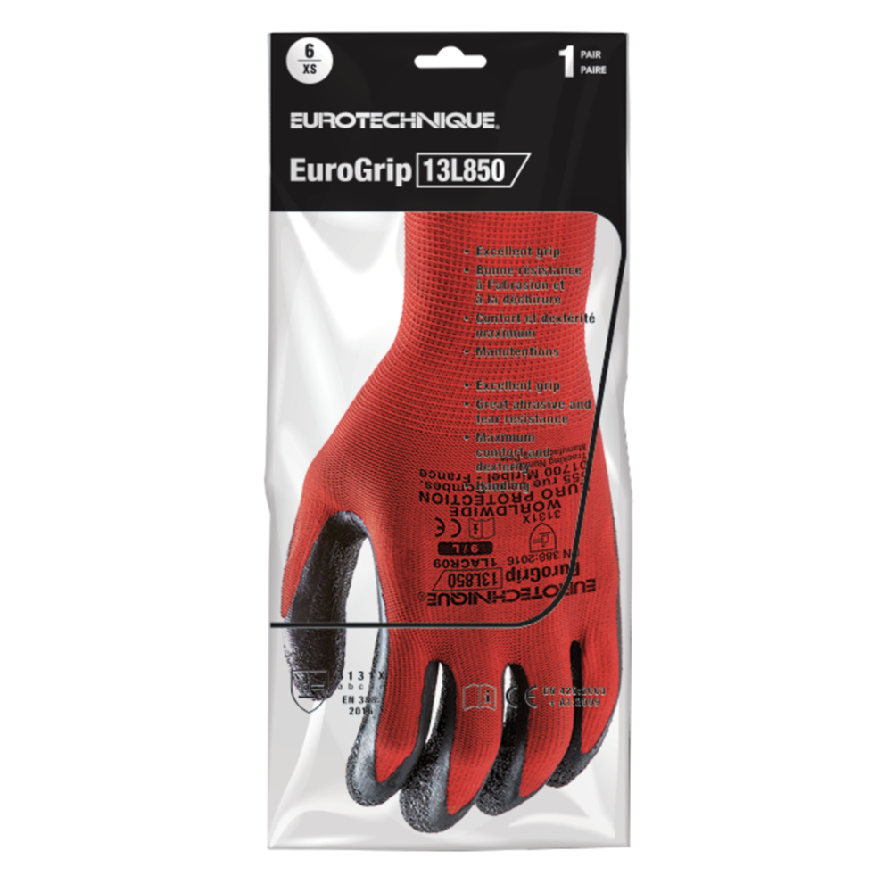 Gant EUROLITE 13L850 Jauge 13 noir/rouge - COVERGUARD - 1LACR