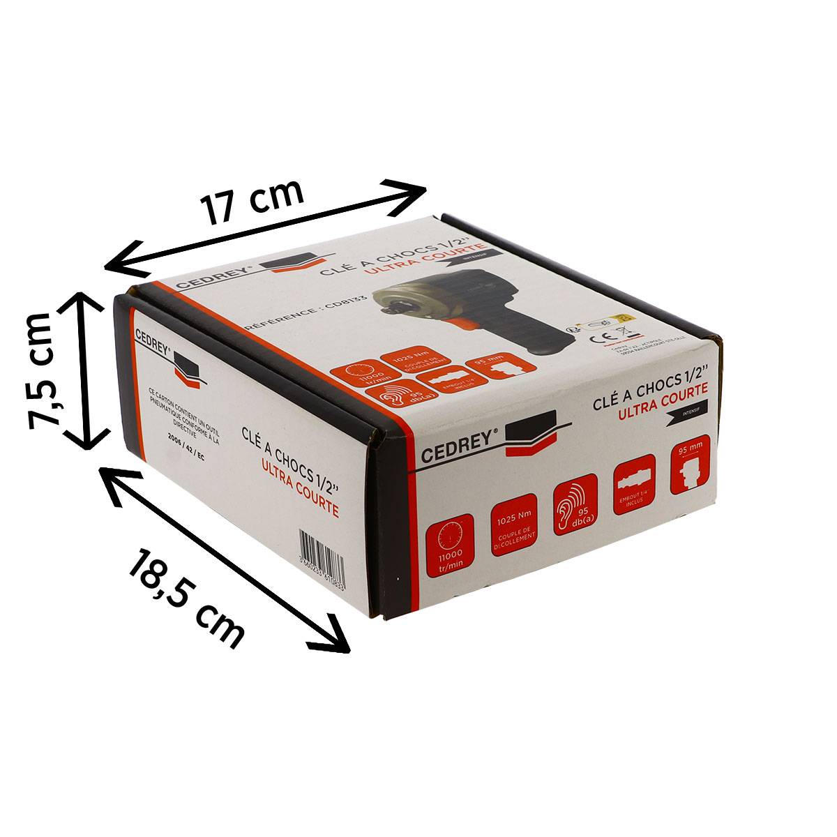 CLE A CHOCS REVOLVER 1/2'' ULTRA COURTE - RENSON - CD8133