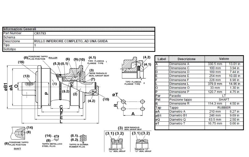GALET INFERIEUR SIMPLE FLASQUE - DCF - CR1793
