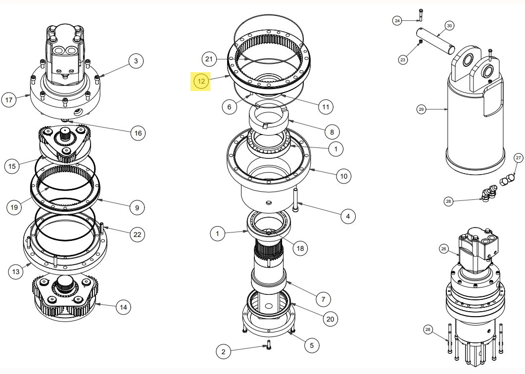 COURONNE DE PIGNONS POUR MOTOREDUCTEURS PD15 / PD18 / PD22 APRES AVRIL 2011