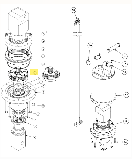 JEU DE PIGNONS REDUCTEUR COMPLET GB-001330 MOTOREDUCTEUR DIGGA PD5