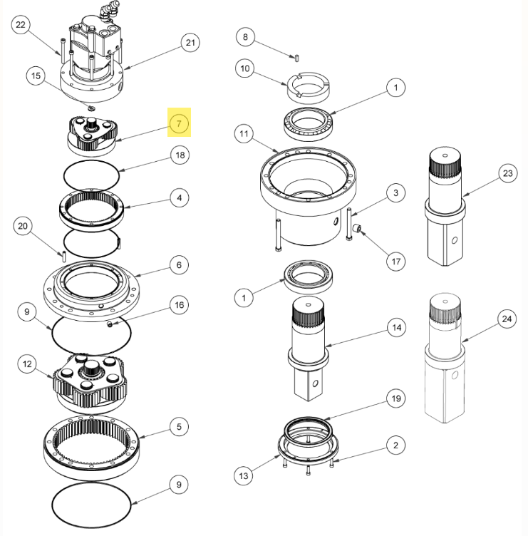 ENSEMBLE PIGNONS DIGGA GB-001432 POUR MOTOREDUCTEUR PD25