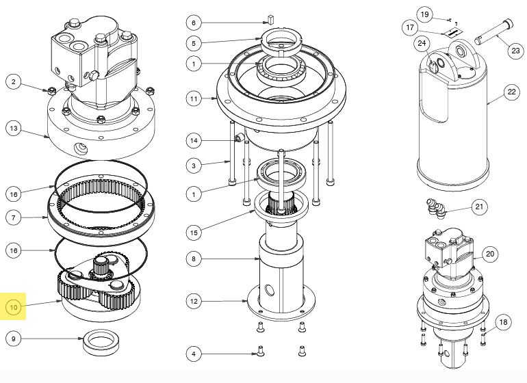 REDUCTEURS DIGGA GB-001498 POUR MOTOREDUCTEURS PD4HF / PD6HF / PD8HF / PD12