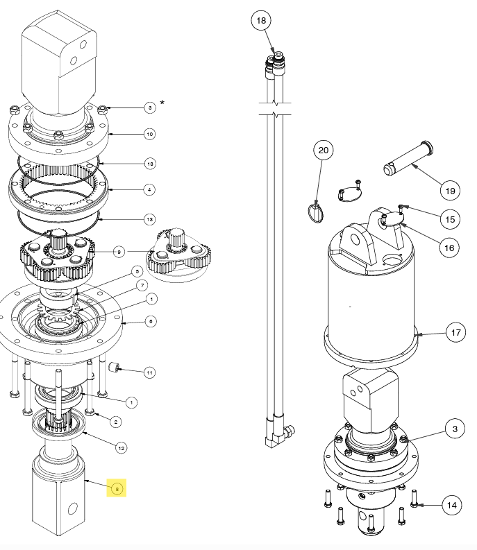 ARBRE DE SORTIE DIGGA 75MM POUR MOTOREDUCTEURS 