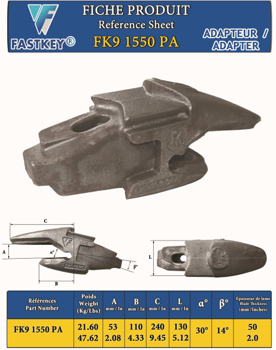 ADAPTEUR FASTKEY FK9 LAME 50MM - 001565NE00