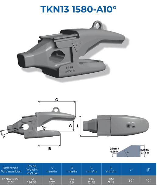 PORTE DENT FEURST TURNKEY TKN13 LAME 80MM - 003492NE00