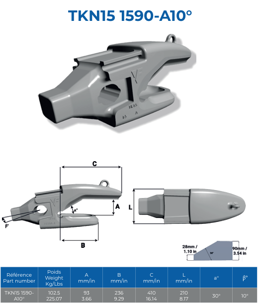 ADAPTEUR A SOUDER FEURST TKN15 1590 A10 LAME 90MM- 003715NE00