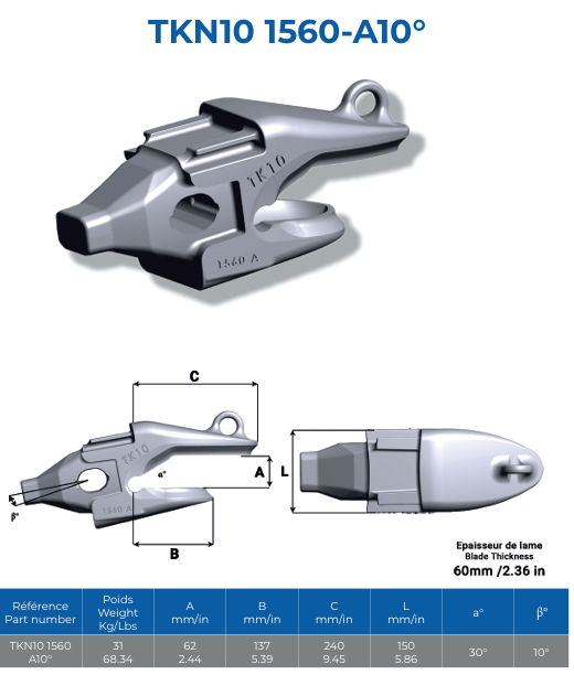 ADAPTEUR  A SOUDER FEURST TURNKEY TKN10 RETRO LAME 60 MM 10° - 003764NE00