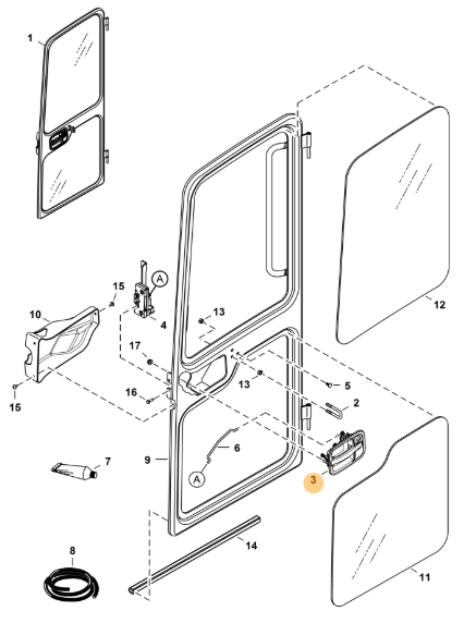 POIGNEE DE PORTE COMPATIBLE BOBCAT 7351797