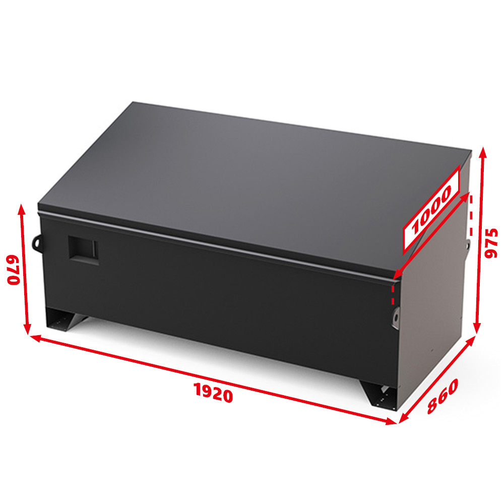 COFFRE TRAVAUX PUBLICS 1050L SORI - DIMENSIONS 1920 x 860 x 670/975 GRIS - TP2