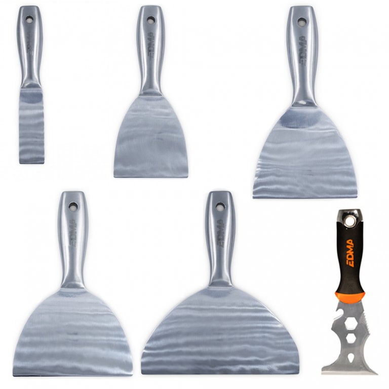 Lot sacoche 5 couteaux à enduire premium + couteau multi fonction - EDMA - 610161