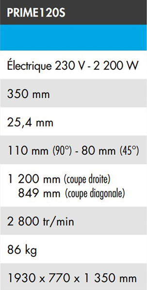 Scie sur table coupe carreaux XXL - PRIME120S - DIAM INDUSTRIES - 230V 2,2 kW - Disque diamant Ø 350 mm - PRIME120S