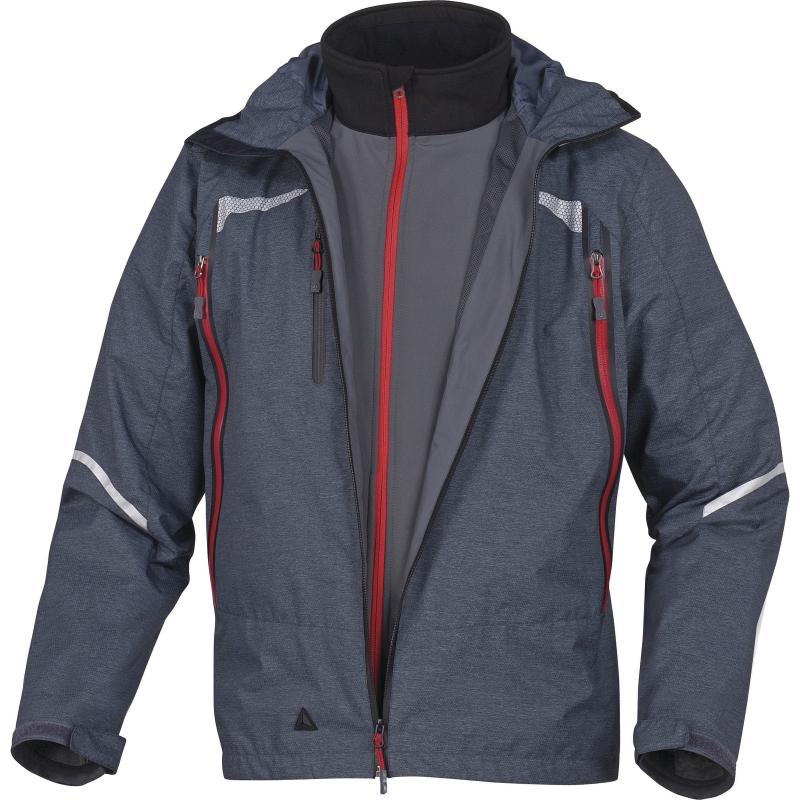 PARKA DELTA PLUS 3 EN 1 AVEC VESTE AMOVIBLE SOFTSHELL POLYAMIDE /POLYESTER ENDUIT GRIS -EOLEGR0