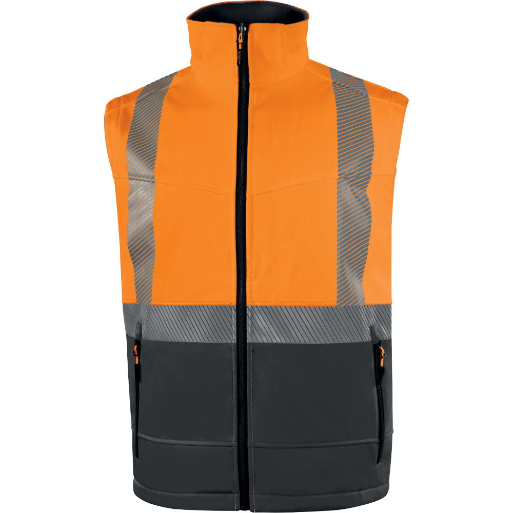 Veste Softshell stretch orange fluo FAST 2 en 1 avec manches amovibles - DELTA PLUS - FASTOR