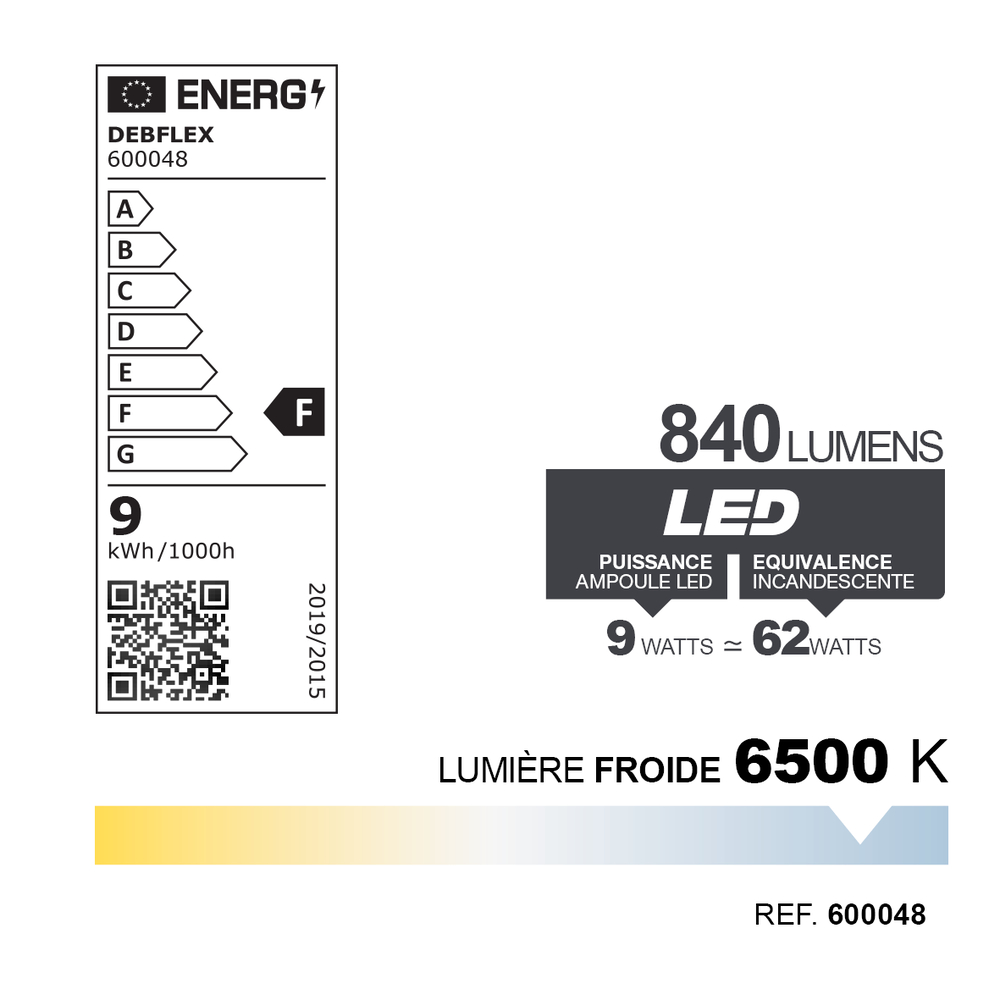 AMPOULE LED 3U T3 B22 9W 6500K 780LM - DEBFLEX - 600048