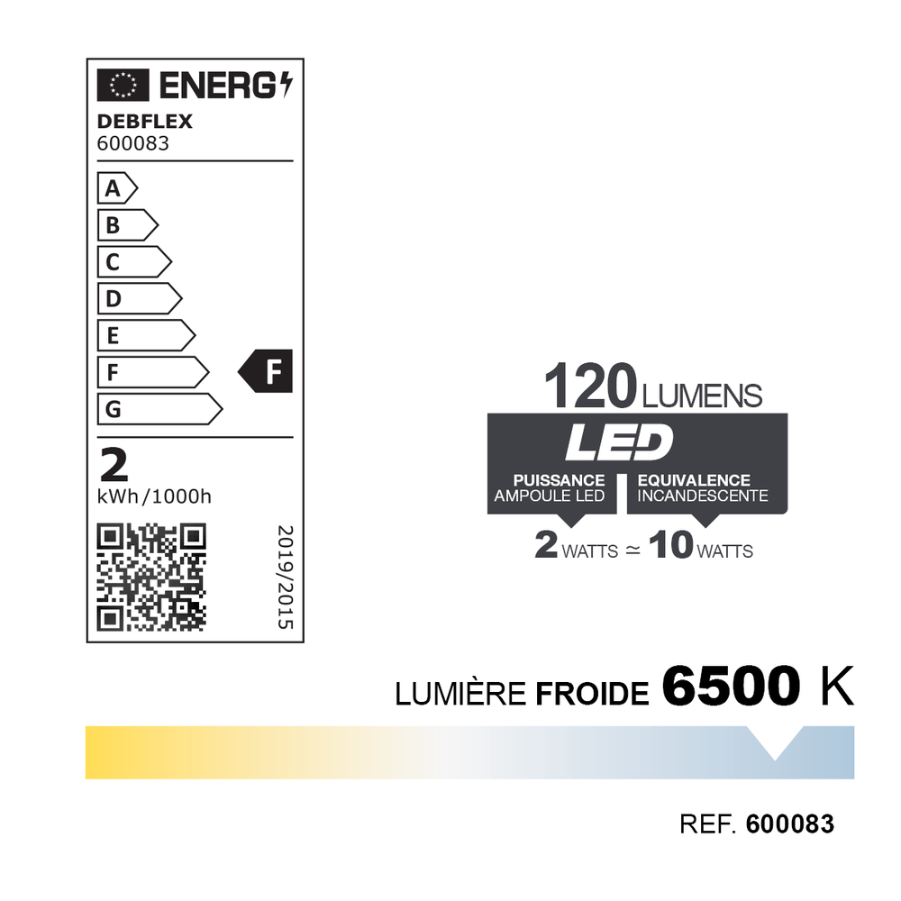 AMPOULE SMD BLANC G4 2W 6500K 120LM - DEBFLEX - 600083