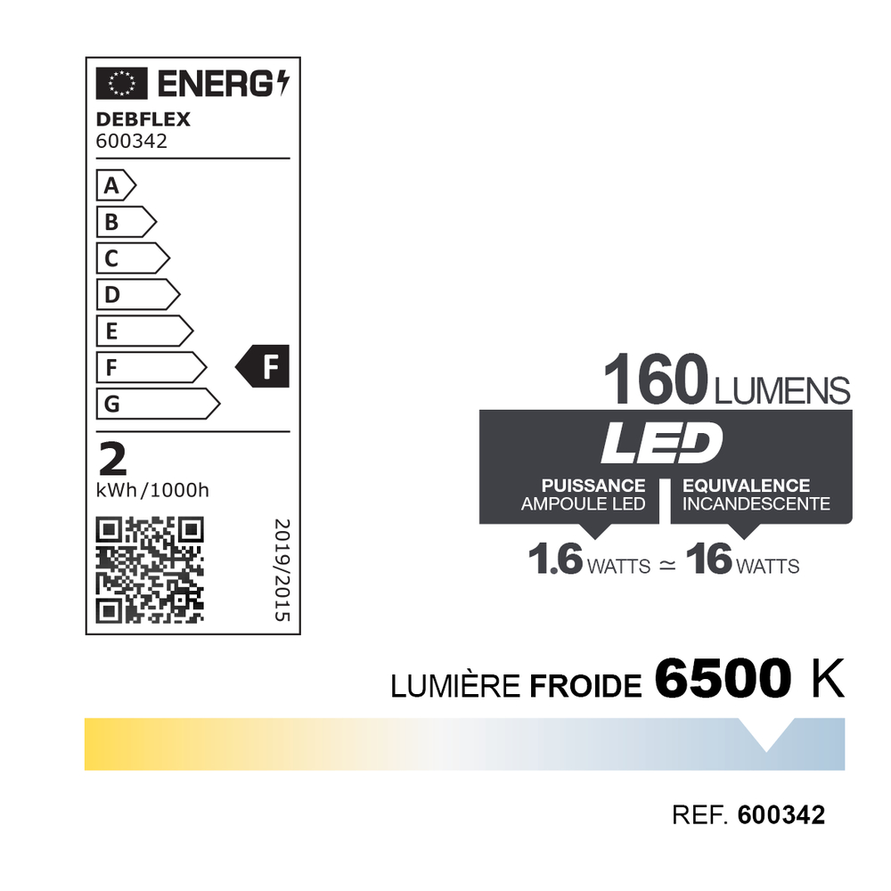 AMPOULE FRIGO LED E14 1.6W 6500K 160LM - DEBFLEX - 600342