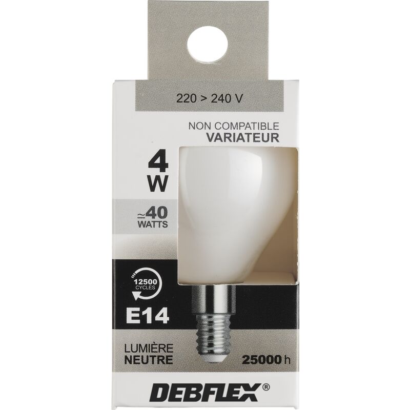 AMPOULE G45 LED BLANC E14 4W 4000K 470lm - DEBFLEX - 600400